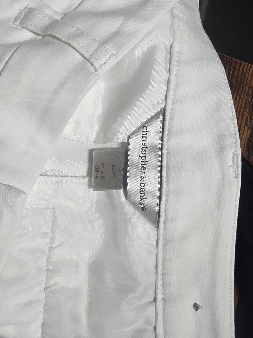Christopher & Banks Co Women’s White Sateen Straight Leg Dress Pants Size 4